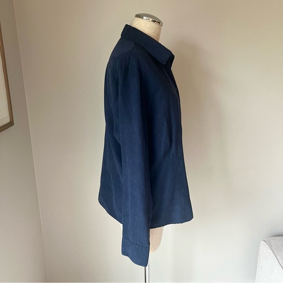 Faux suede navy blue button up blouse - shacket - Picture 6 of 9